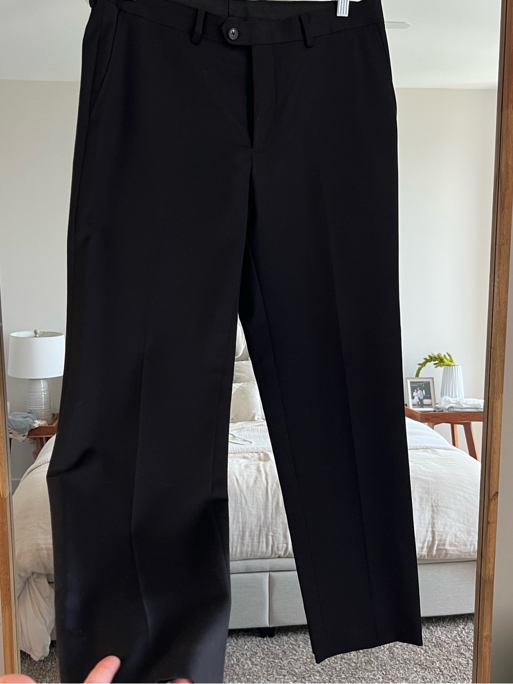 Bar III Slim Fit Black Wool Trousers